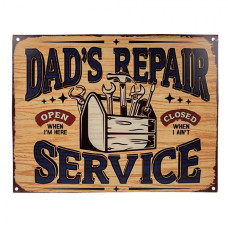 Béžová nástěnná kovová cedule Dad´s Repair Service – 33x1x25 cm