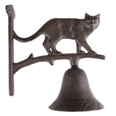 Hnědý litinový zvonek s kočkou