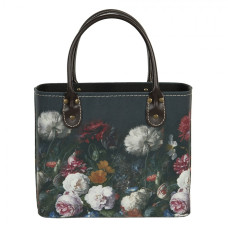 Tmavě tyrkysová květovaná vintage taška Beau – 26x12x26/35 cm