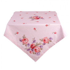Růžový bavlněný ubrus na stůl s růžemi Dotty Rose – 100x100 cm