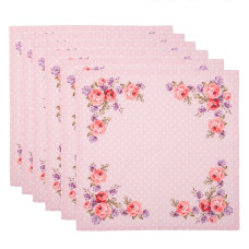 6ks bavlněné růžové ubrousky s růžemi Dotty Rose – 40x40 cm