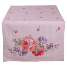 Růžový bavlněný běhoun na stůl s růžemi Dotty Rose – 50x140 cm