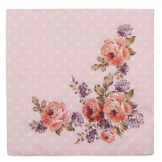 Růžové papírové ubrousky s růžemi Dotty Rose I – 33x33 cm