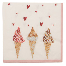 Béžové papírové ubrousky se zmrzlinou Frosty And Sweet – 33x33 cm