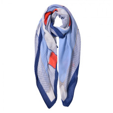 Bílo modro červený žebrovaný šátek – 85x180 cm
