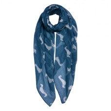Modrý šátek s jezevčíky Marcelin blue – 80x180 cm