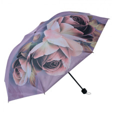 Fialový skládací deštník do kabelky s květy růží – 95x110 cm