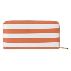 Středně velká peněženka s oranžovo bílými pruhy se zapínáním na zip – 19x10 cm