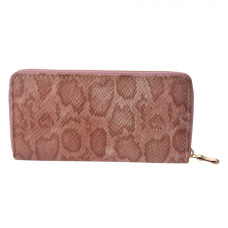 Středně velká peněženka růžovo hnědé barvy se zapínáním na zip.   19*10 cm – 19x10 cm