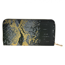 Černá lakovaná peněženka s efektem hadí kůže – 10x19 cm