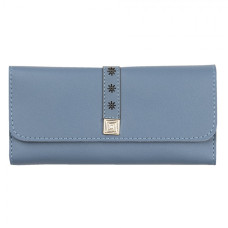 Modrá peněženka Flower se stříbrným zapínáním – 19x9 cm