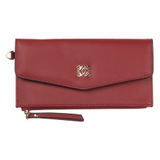 Červená koženková peněženka Chloe se zlatou ozdobou – 20x10 cm
