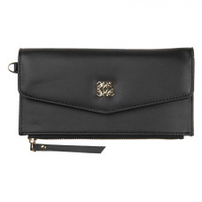 Černá koženková peněženka Chloe se zlatou ozdobou – 20x10 cm