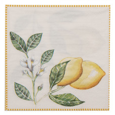 Papírové ubrousky s citróny Lemons & Leafs – 33x33 cm