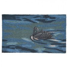 Modrá rohožka před dveře s labutěmi – 75x45x1 cm