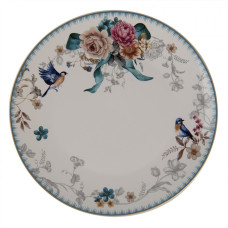 Jídelní talíř s motivem květin a ptáčka Pivoine – 26x2 cm