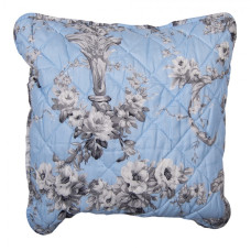 Modrý vintage povlak na polštář s květinami – 40x40 cm