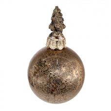 Hnědo-měděná skleněná vánoční koule se stromkem – 8x14 cm