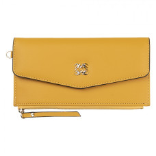 Žlutá koženková peněženka Chloe se zlatou ozdobou – 20x10 cm